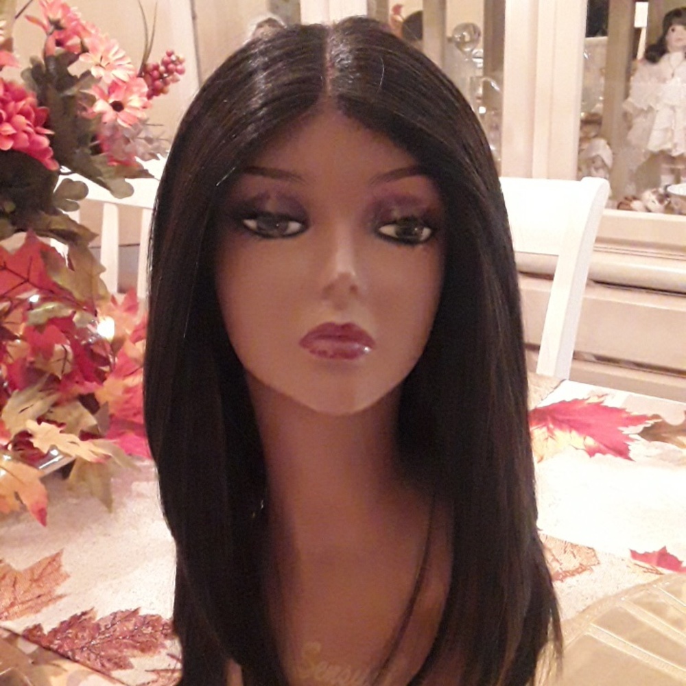 Wig Long,kinky straight, black,brown with caramel highlights